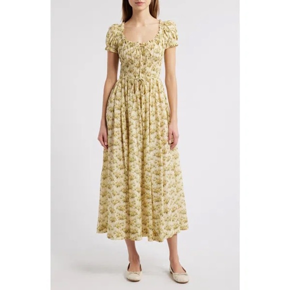 NWT / Doen Ashlynn Dress in Citron Rosier Floral - Picture 6 of 8